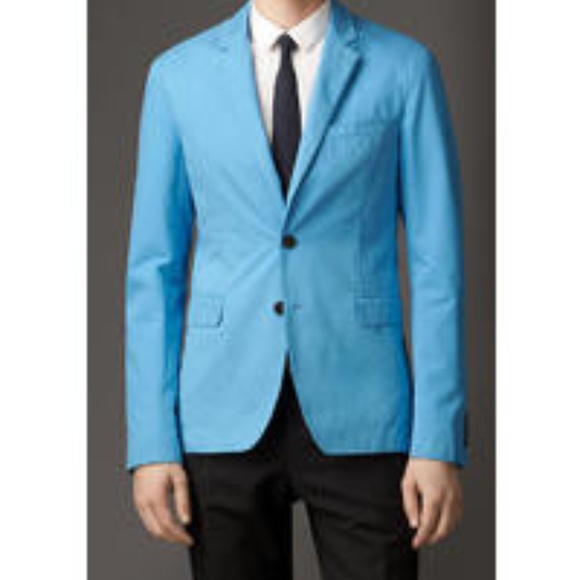 Burberry London Cotton Blazer in Blue - Picture 1 of 8